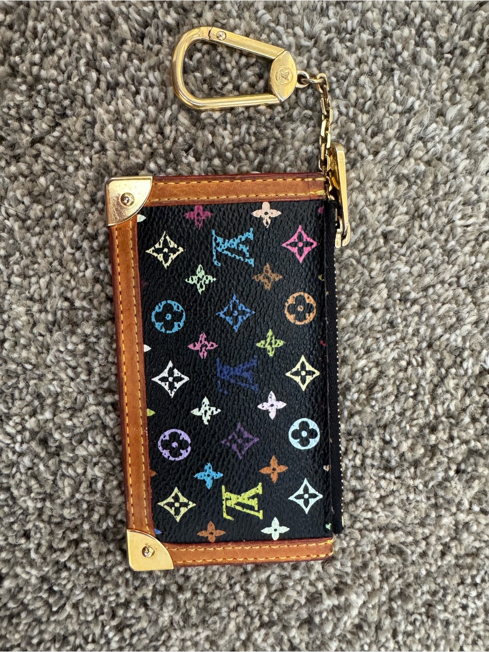 Louis Vuitton Black Multicolor Monogram Key & Card Holder with Gold Hardware